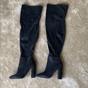 Black Over The Knee Heeled Boots
